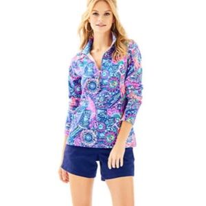 Lilly Pulitzer Skipper No Prob-Llama Popover Half Zip Terry Cloth Jacket - S